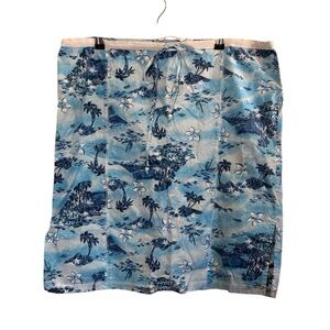 Lavender Campy Retro Hawaiian Polynesian Print Surf and Beach Cotton Skirt sz L